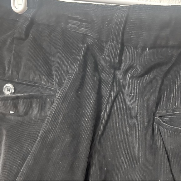 Perry Ellis Portfolio Men’s Size 34/30 Black Corduroy Pleated Cuffed Hem Pants - Picture 8 of 12